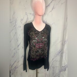 Harley Davidson Women’s Graphic “Heart of Dixie”  Black Long Sleeve Sz L-XL